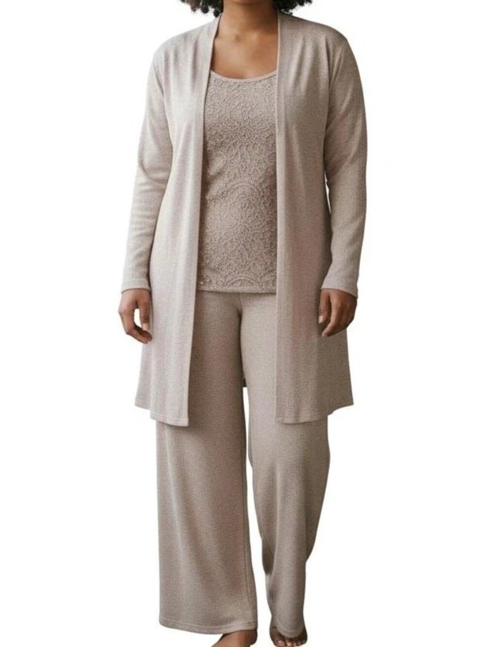 R&M Richards 3 Pc Pant Suit Set 16 High Low Jacket Sequin Top Side Slit Legs